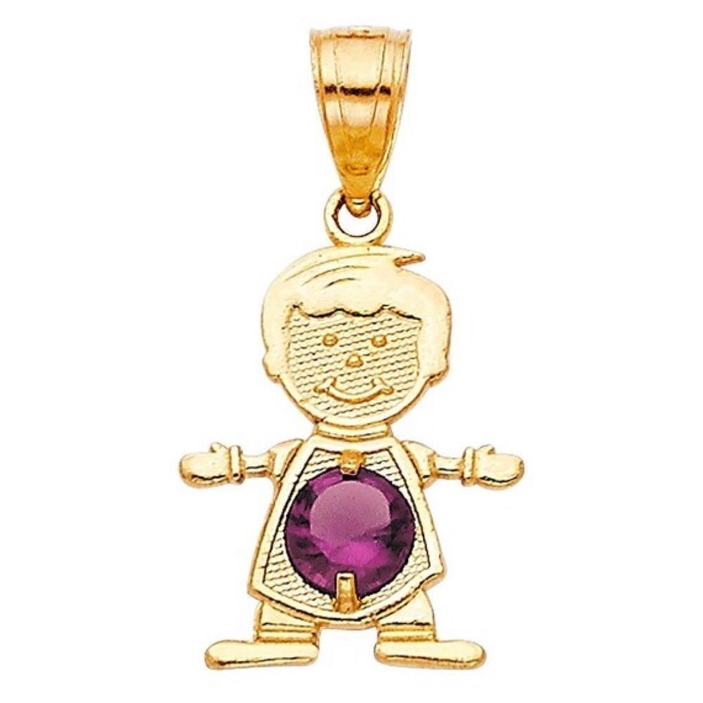 14k Real Yellow Gold June Birthstone Cz Boy Charm Pendant | Birthday Gift |